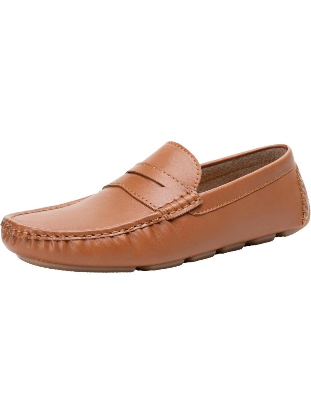 Men's Brown 1 Square Toe Casual Dress Lightweight Flat Slip On Penny Loafers